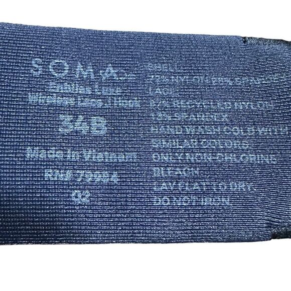 Soma Enbliss 34B Luxe Wireless Bra With Lace Back Navy - Picture 6 of 7